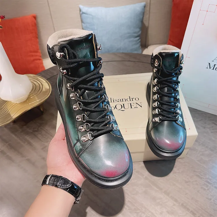 ALEXANDRO GRAHAM MACQUEEN GRAFFITI CHUNKY SOLE HIGH TOP SNEAKER BOOTS