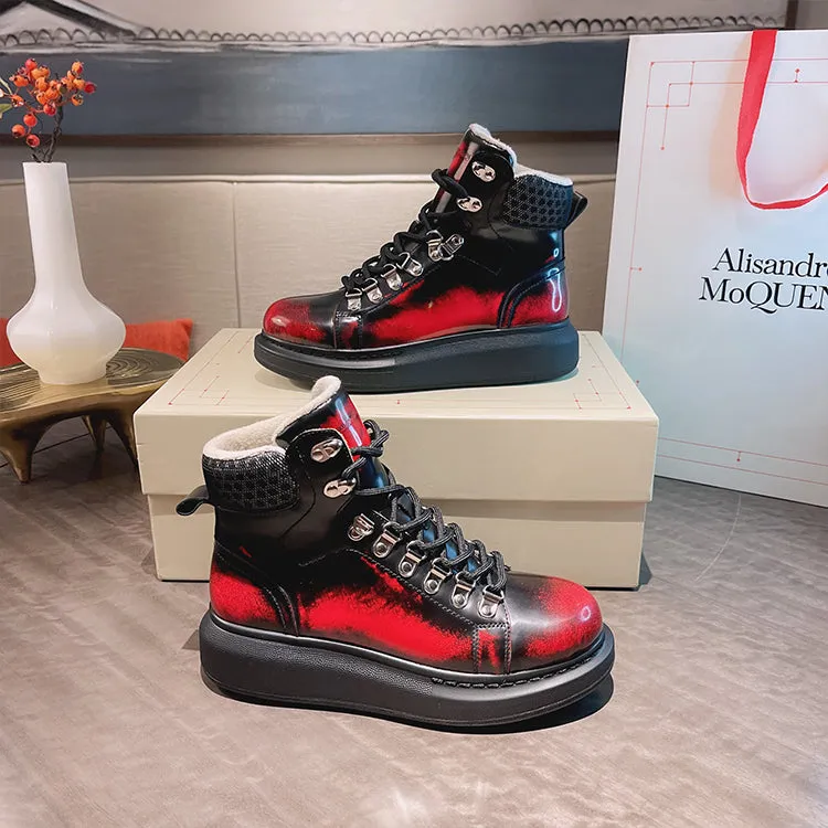 ALEXANDRO GRAHAM MACQUEEN GRAFFITI CHUNKY SOLE HIGH TOP SNEAKER BOOTS