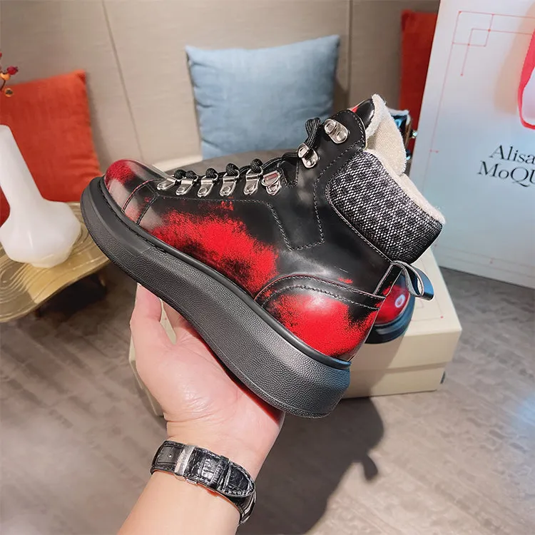 ALEXANDRO GRAHAM MACQUEEN GRAFFITI CHUNKY SOLE HIGH TOP SNEAKER BOOTS