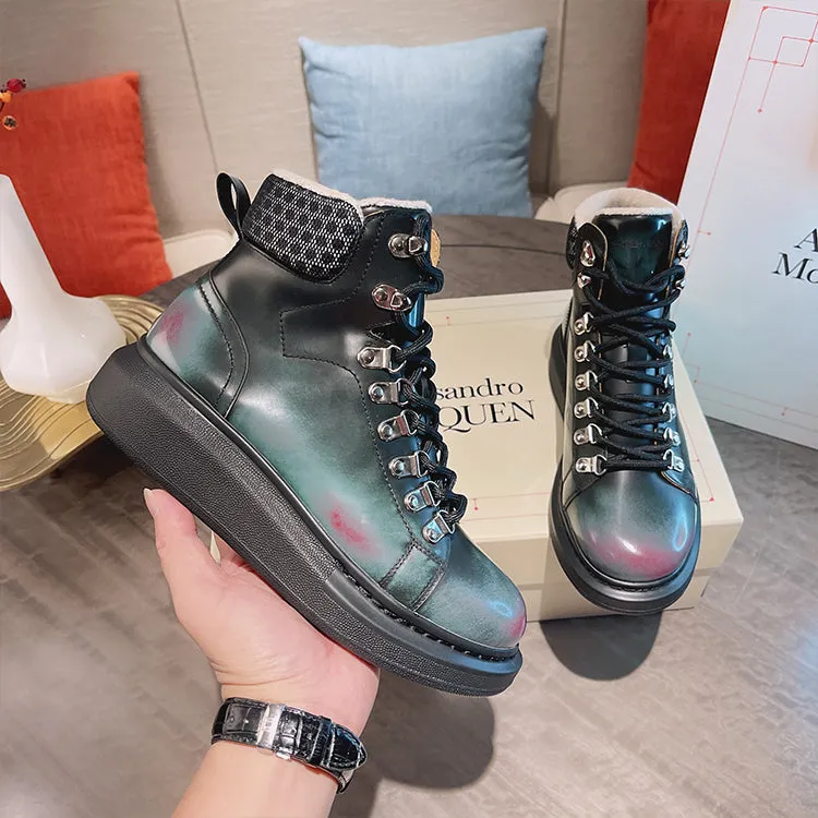 ALEXANDRO GRAHAM MACQUEEN GRAFFITI CHUNKY SOLE HIGH TOP SNEAKER BOOTS