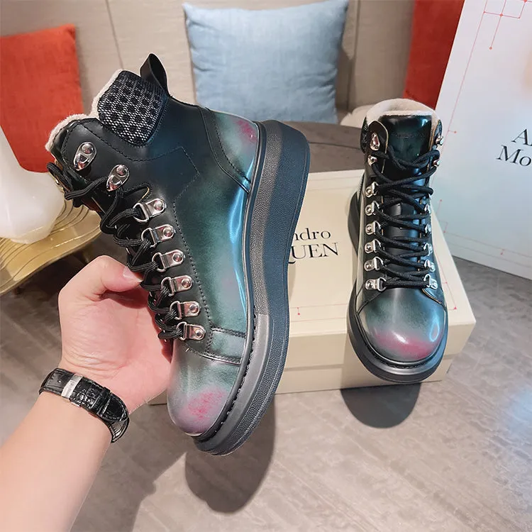 ALEXANDRO GRAHAM MACQUEEN GRAFFITI CHUNKY SOLE HIGH TOP SNEAKER BOOTS
