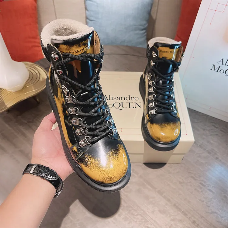 ALEXANDRO GRAHAM MACQUEEN GRAFFITI CHUNKY SOLE HIGH TOP SNEAKER BOOTS