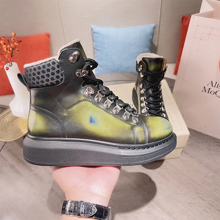 ALEXANDRO GRAHAM MACQUEEN GRAFFITI CHUNKY SOLE HIGH TOP SNEAKER BOOTS