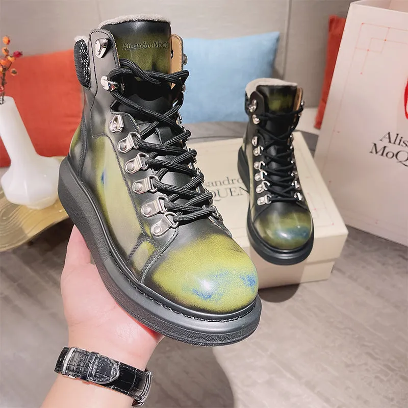 ALEXANDRO GRAHAM MACQUEEN GRAFFITI CHUNKY SOLE HIGH TOP SNEAKER BOOTS