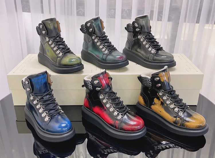 ALEXANDRO GRAHAM MACQUEEN GRAFFITI CHUNKY SOLE HIGH TOP SNEAKER BOOTS