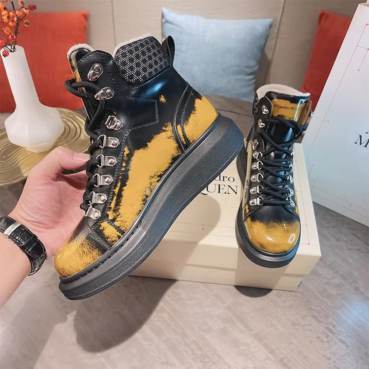 ALEXANDRO GRAHAM MACQUEEN GRAFFITI CHUNKY SOLE HIGH TOP SNEAKER BOOTS