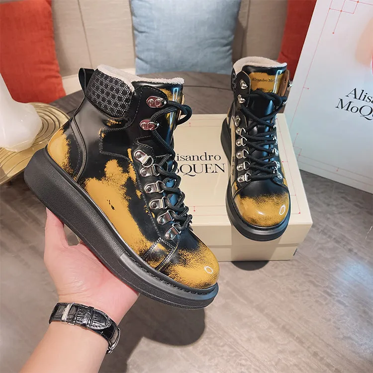 ALEXANDRO GRAHAM MACQUEEN GRAFFITI CHUNKY SOLE HIGH TOP SNEAKER BOOTS