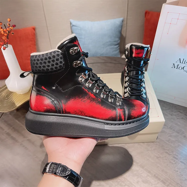 ALEXANDRO GRAHAM MACQUEEN GRAFFITI CHUNKY SOLE HIGH TOP SNEAKER BOOTS