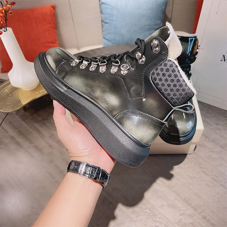 ALEXANDRO GRAHAM MACQUEEN GRAFFITI CHUNKY SOLE HIGH TOP SNEAKER BOOTS