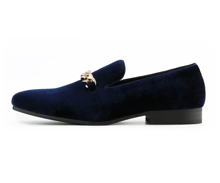 Amali Elegant Velvet Smoking Slippers Men’s With Gold Chain Ornament