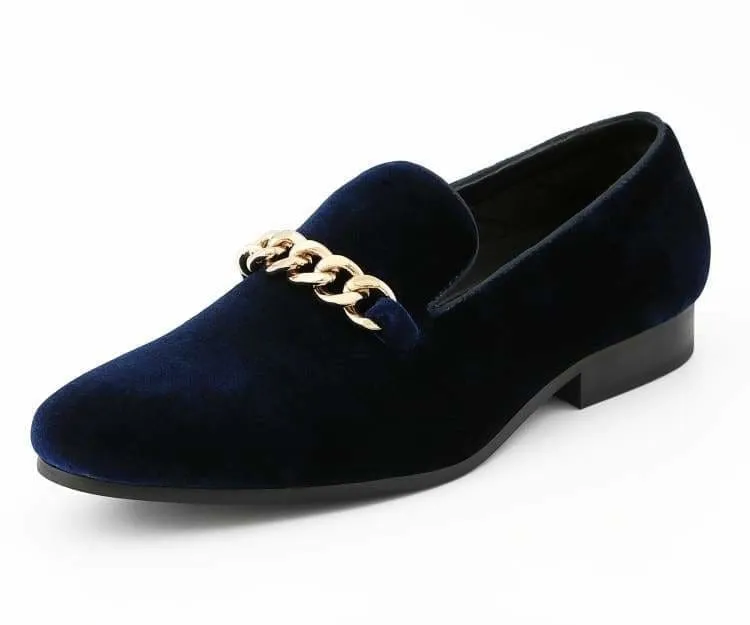 Amali Elegant Velvet Smoking Slippers Men’s With Gold Chain Ornament