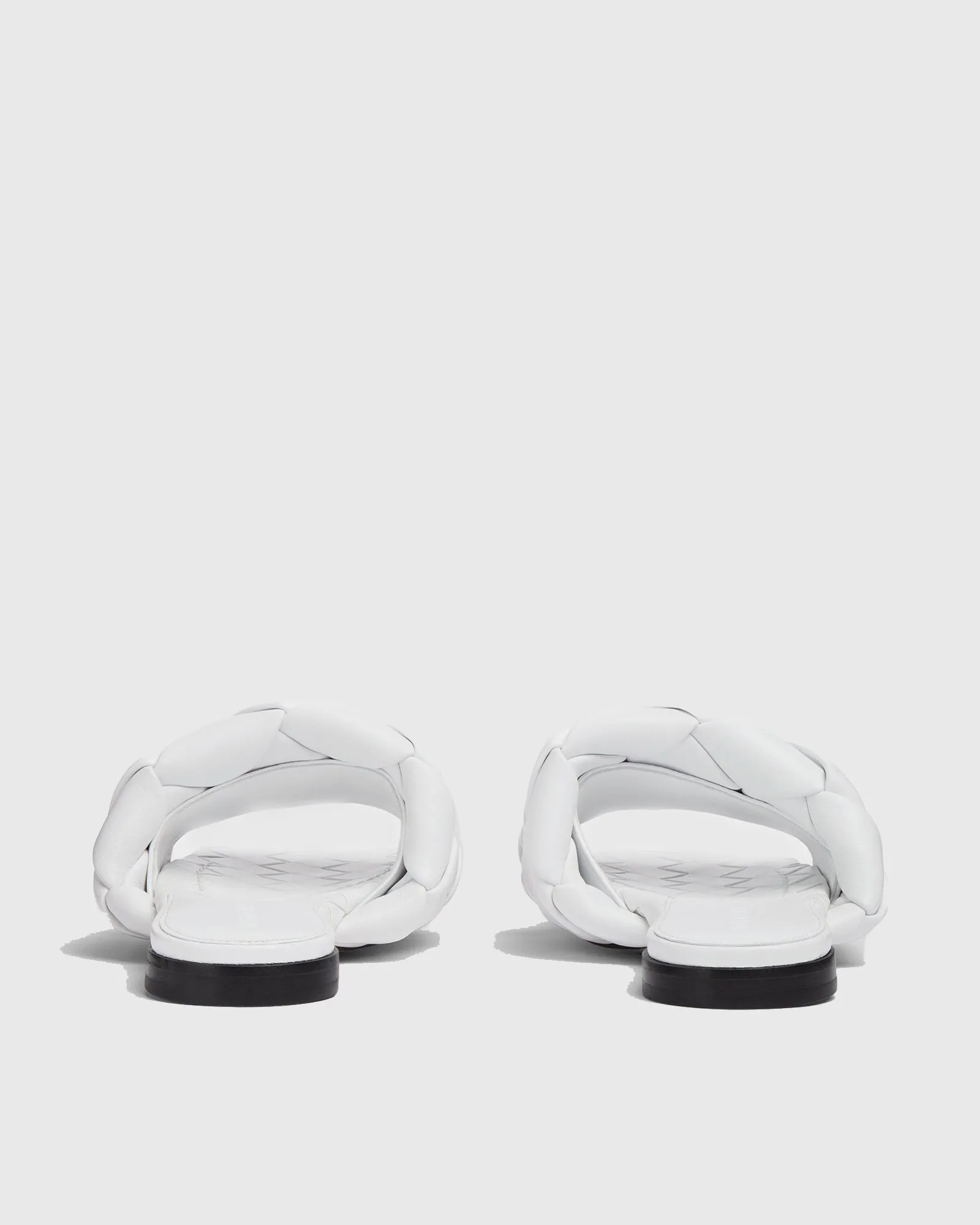 Anna Woven Leather Slippers In White
