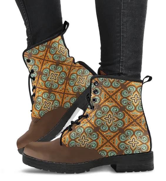 Classic Tan "Spat" Women's Vegan Leather Combat Boots
