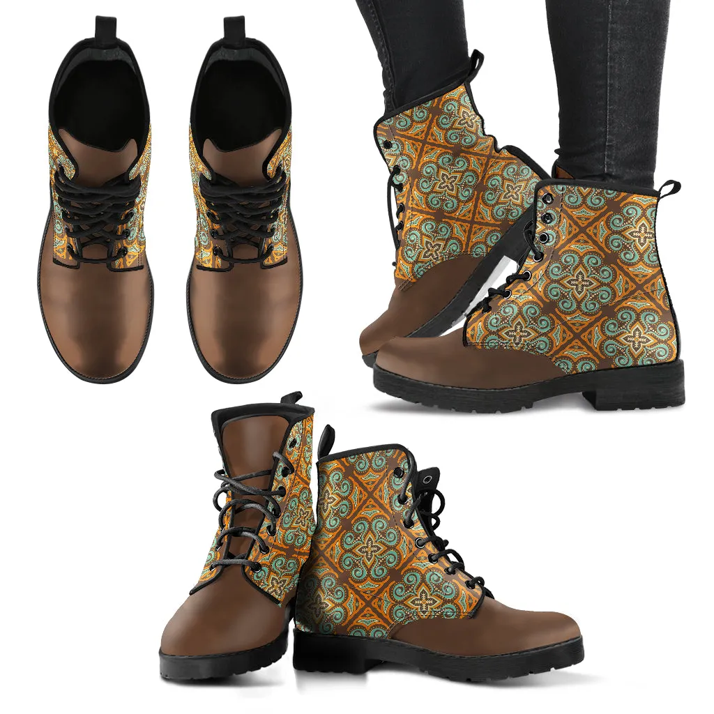 Classic Tan "Spat" Women's Vegan Leather Combat Boots