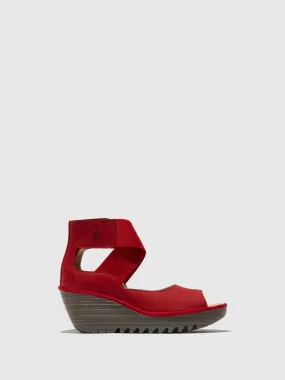 Fly London Women's YEFI473FLY Leather Strap Sandals Lipstick Red