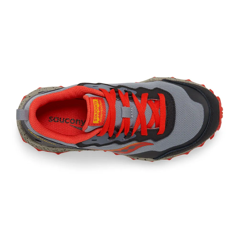 Saucony Peregrine KDZ | Grey/Red/Yellow Youth Laces Sneakers