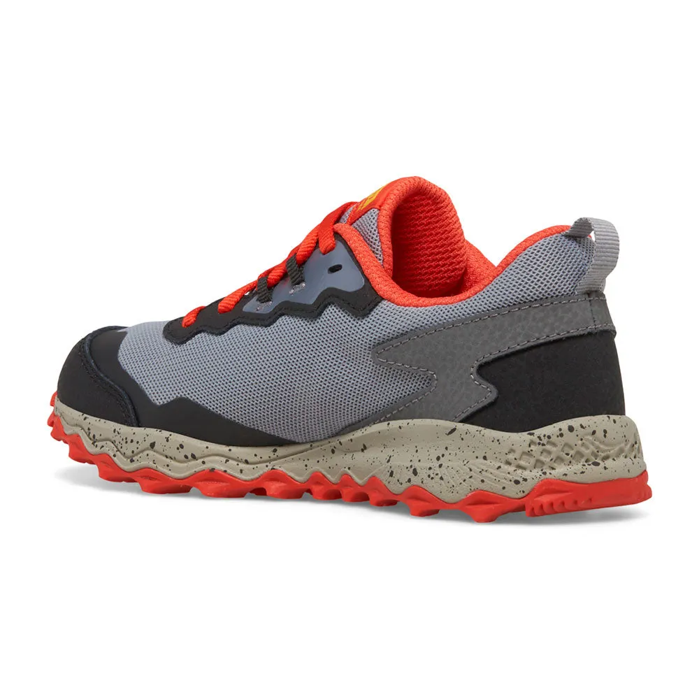 Saucony Peregrine KDZ | Grey/Red/Yellow Youth Laces Sneakers