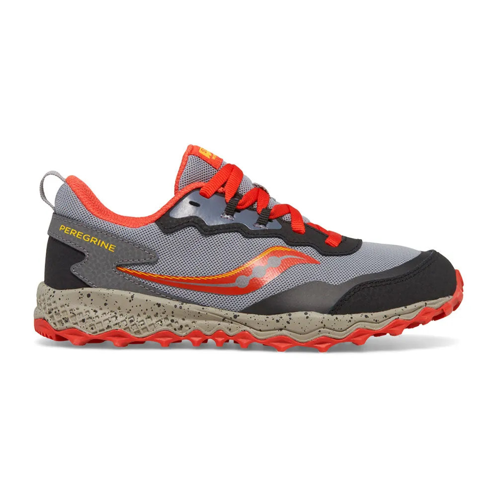Saucony Peregrine KDZ | Grey/Red/Yellow Youth Laces Sneakers